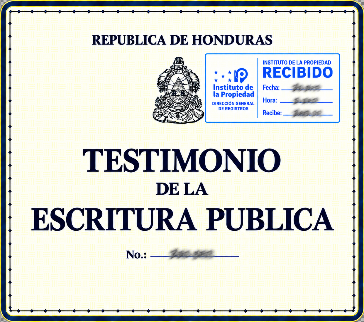Testimonio de la Escritura Pública — República de Honduras, Instituto de la Propiedad